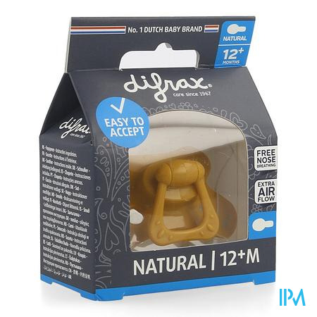 Difrax Fopspeen Natural 12m+ Uni/pure Oran./pumpk.