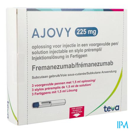 Ajovy 225mg Opl Inj Voorgevulde Pen 3