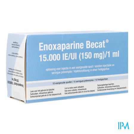 Enoxaparine Becat 15000ie 150mg/ml Voorgev.sp. 10
