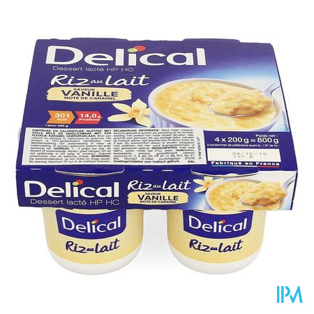 Delical Rijstpap Vanille 4x200g