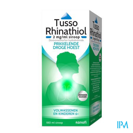 Tusso Rhinathiol 2mg/ml Siroop Volw Z/suiker 180ml