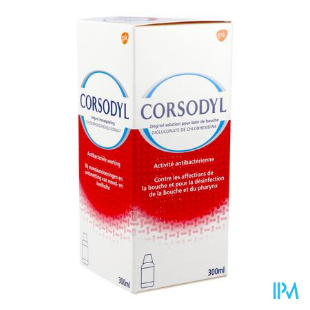 Corsodyl 2mg/ml Solution Bain Bouche 300ml