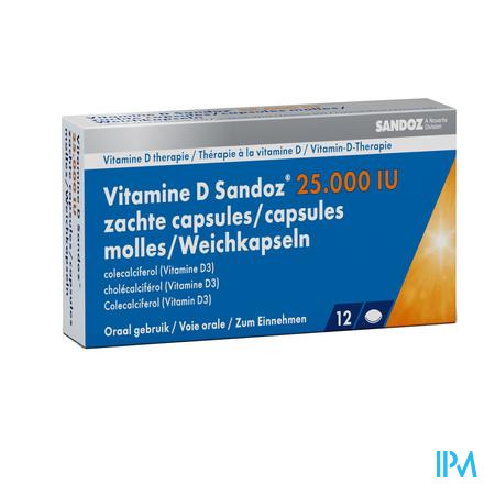 Vitamine D Sandoz 25000iu Caps Zacht 12