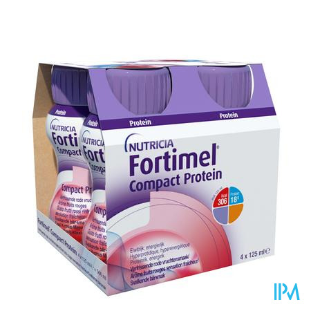 Fortimel Compact Protein Verfrissende Rode Vruchten Flesjes 4x125 ml