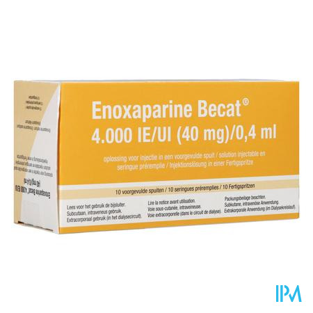 Enoxaparine Becat 4000ie 100mg/ml Voorgev.sp. 10