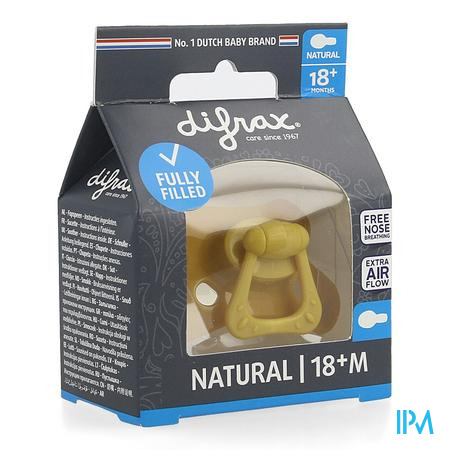 Difrax Fopspeen Natural 18m+ Uni/pure Geel/honey