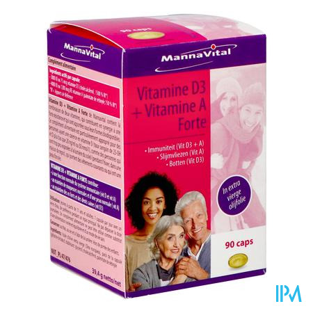 Mannavital Vitamine D3 + Vitamine A Forte Caps 90