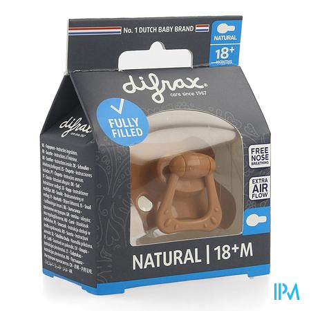 Difrax Fopspeen Natural 18m+ Uni/pure Bruin/brick