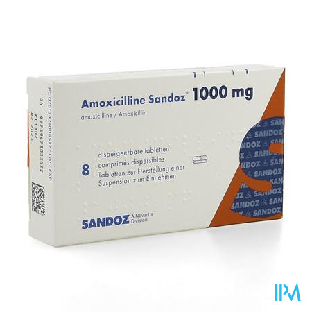 Amoxicilline Sandoz 1000mg Tabl Disp 8