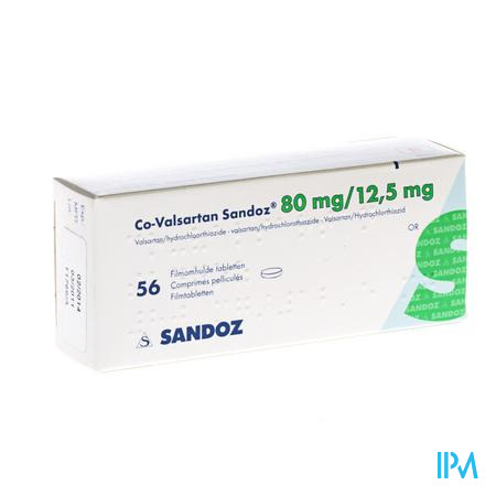 Co Valsartan Sandoz 80mg/12,5mg Filmomh Tabl 56