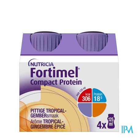 Fortimel Compact Protein Pittige Tropical-gember Flesjes 4x125 ml