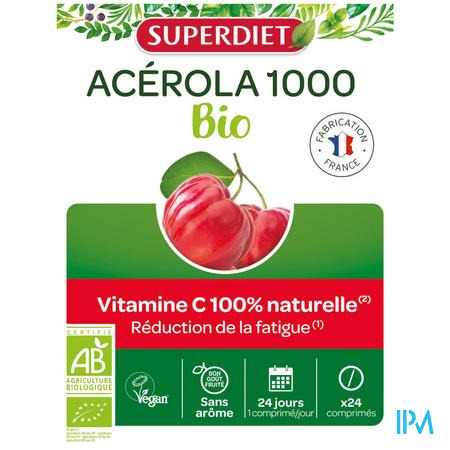 Superdiet Acerola 1000 Bio Kauwtabl 24
