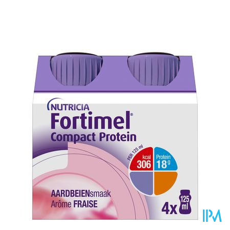 Fortimel Compact Protein Fraise Bouteilles 4x125 ml