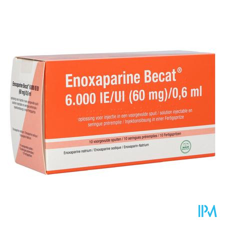 Enoxaparine Becat 6000ie 100mg/ml Voorgev.sp. 10