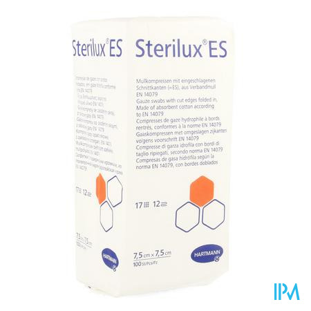 Sterilux Es 7,5x7,5cm 12l.nst 100 P/s