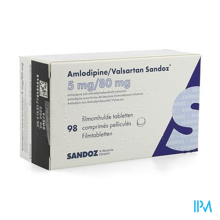 Amlodipine Valsartan Sandoz 5mg/ 80mg Comp 98