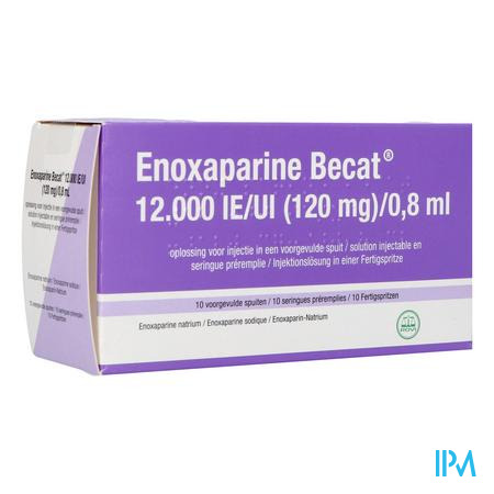 Enoxaparine Becat 12000ie 150mg/ml Voorgev.sp. 10