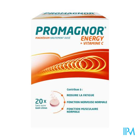 Promagnor Magnésium 400mg + 180mg Vitamine C  (20 Comprimés Effervescents)
