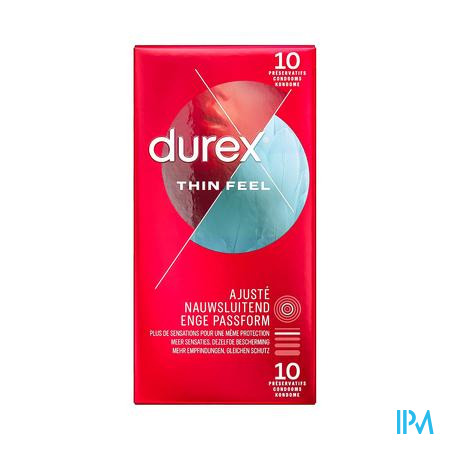 Durex Thin Feel Taille Ajustee Preservatifs 10
