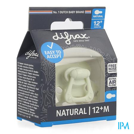 Difrax Fopspeen Natural 12m+ Uni/pure Creme/popc.