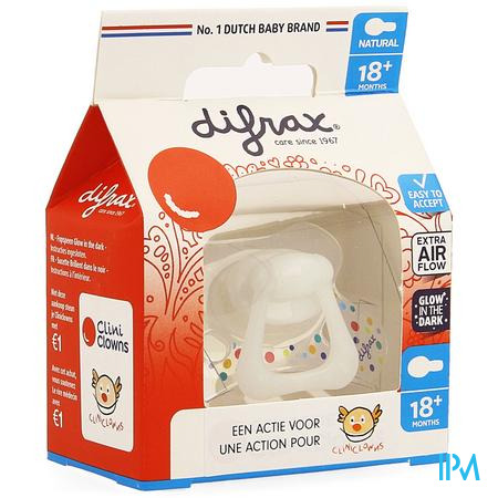 Difrax Fopspeen Natural 18m+ Cliniclowns