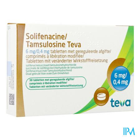 Solifenacine Tamsulosine Teva 6mg/0,4g.afg.tabl30
