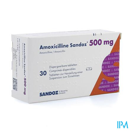 Amoxicilline Sandoz 500mg Tabl Disp 30