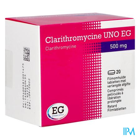 Clarithromycine Uno EG 500Mg Filmomh 20X500Mg