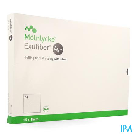 Exufiber Ag Gel.fibre Dressing Ster 15 X 15cm 10