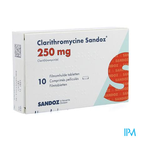 Clarithromycine Sandoz 250mg Filmomh Tabl 10