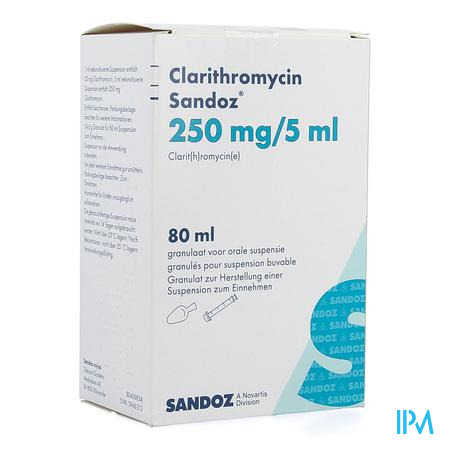 Clarithromycin Sandoz Gran Or Susp 80ml 250mg/5ml