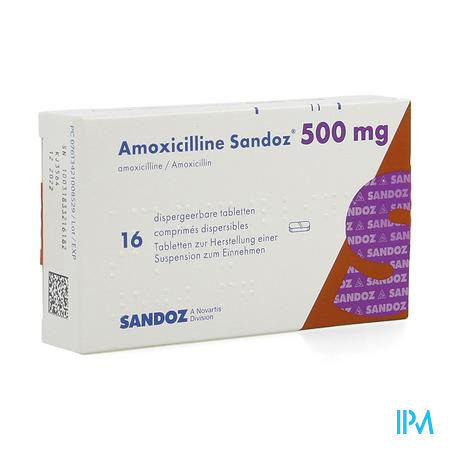 Amoxicilline Sandoz 500mg Tabl Disp 16