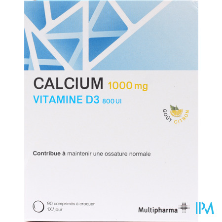 Multipharma Calcium D3 1000mg/800ui Kauwtabl 90