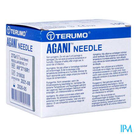 Terumo Naald Agani 27g 5/8 Rb Grijs 100