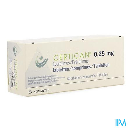 Certican 0,25mg Comp Enrob 60 X 0,25mg