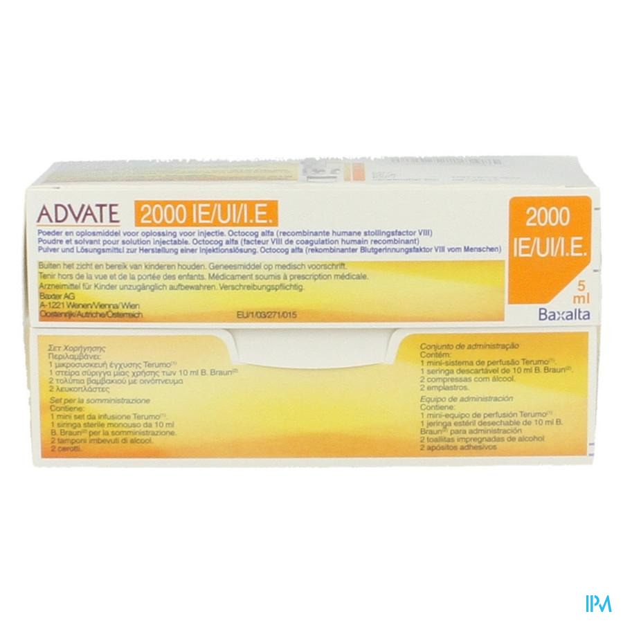 Advate 2000ui Pulv+solv Sol Inj 5ml(400iu/ml)+kit