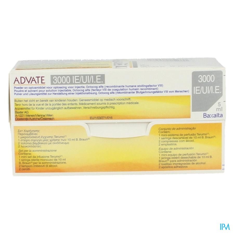 Advate 3000ui Pulv+solv Sol Inj 5ml(600iu/ml)+kit