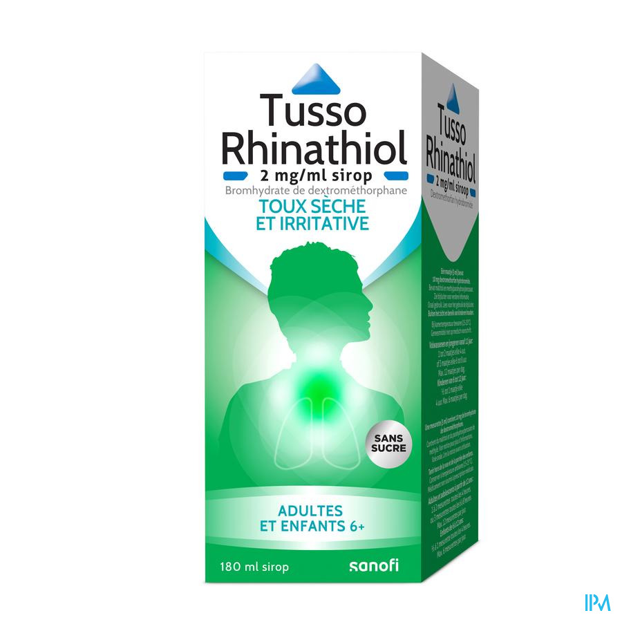 Tusso Rhinathiol 2mg/ml Siroop Volw Z/suiker 180ml