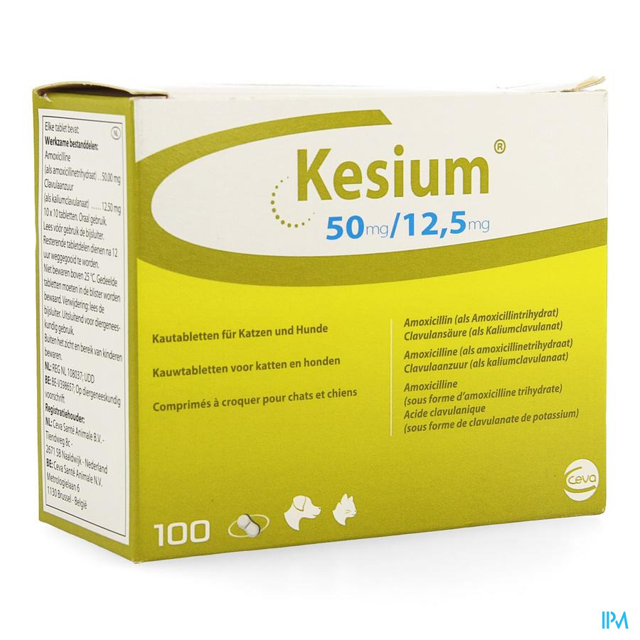 Kesium 50/12,5mg Kauwtabl Kat Hond 100