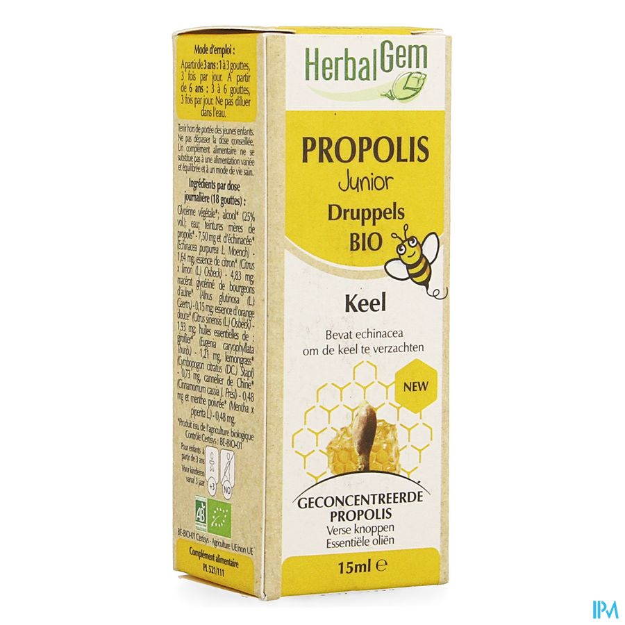 Herbalgem Propolis Junior Bio Fl Gutt 15ml Herbalgem Propolis Junior Bio Fl Gutt 15ml