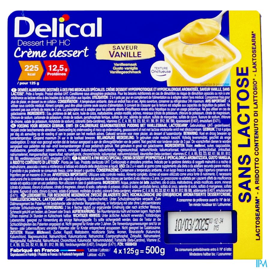 Delical Creme Dessert Hp-hc Z/lact.vanil 4x125g Nf 1