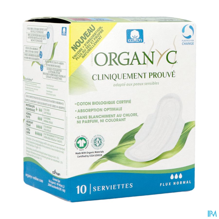 Organyc Serviettes Normal Coton Bio 10 Organyc Serviettes Normal Coton Bio 10