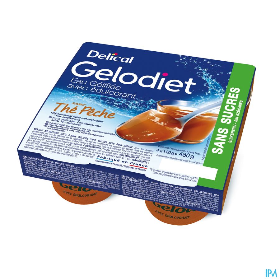 Gelodiet Gelwater Zoetstof Perzikthee Pot 4x120g Gelodiet Gelwater Zoetstof Perzikthee Pot 4x120g