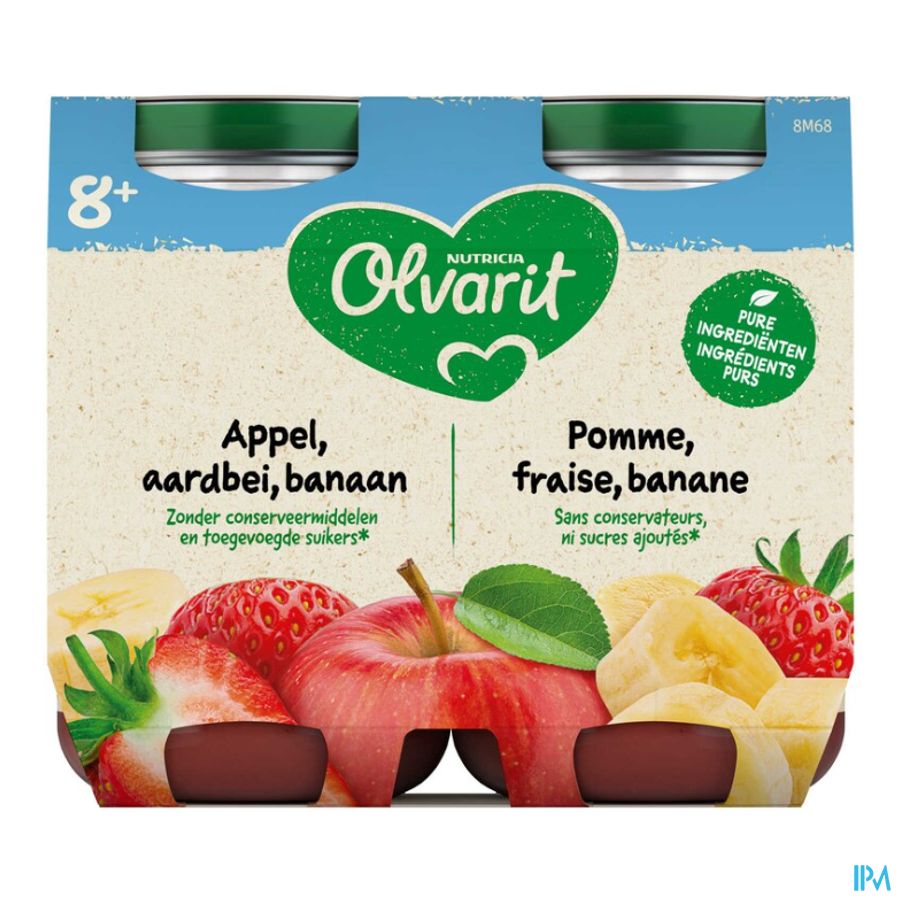 Olvarit Fruit Appel Aardbei Zwarte Bes 2x200g 8m60 2