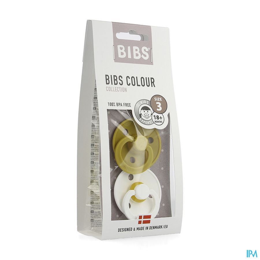 Bibs 3 Fopspeen Duo Mustard White