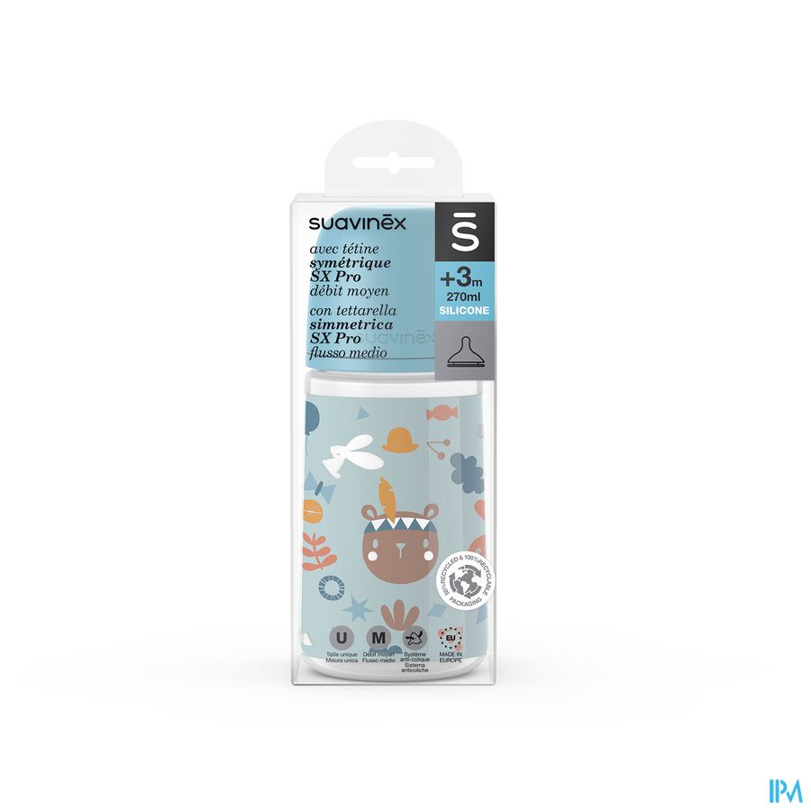 Suavinex Forest Fles Medium 270ml Blue Suavinex Forest Fles Medium 270ml Blue