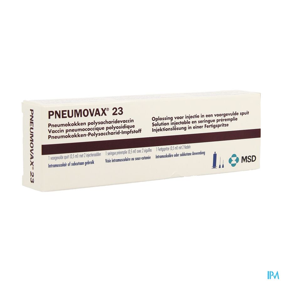 Pneumovax 23 Opl Inj Voorgevulde Spuit 1 X 0,5ml