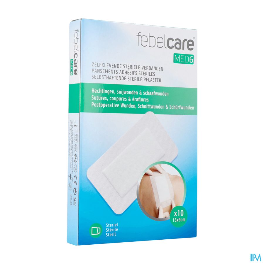 Febelcare Med6 Zelfkl.steriele Verband.15x9cm 10st Febelcare Med6 Zelfkl.steriele Verband.15x9cm 10st
