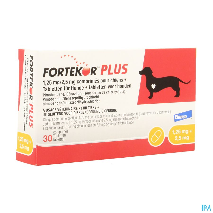 Fortekor Plus 1,25mg/2,5mg Hond Comp 30 Fortekor Plus 1,25mg/2,5mg Hond Comp 30