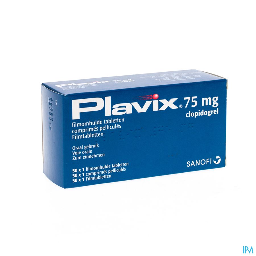 Plavix 75 mg compr. pellic. 50 (50 x 1) UD Plavix 75 mg compr. pellic. 50 (50 x 1) UD